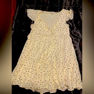 American Eagle Outfitters Blue Floral Tiered Flowy Dress Medium